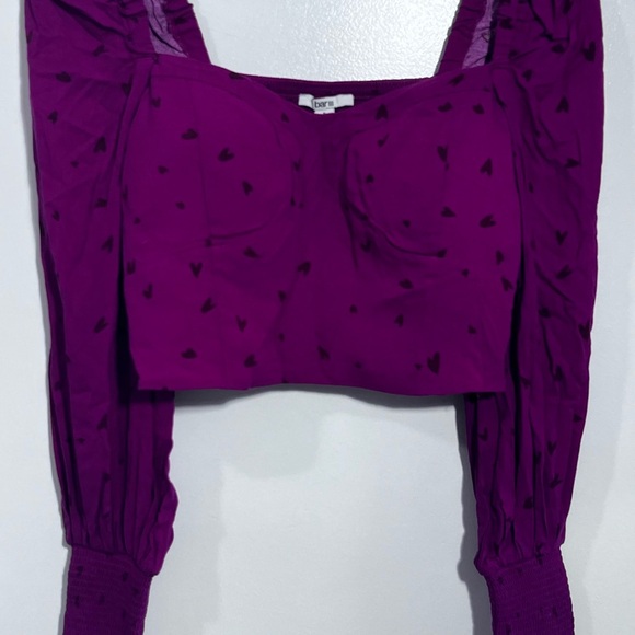 Fuchsia Heart Print Women's Top - Picture 4 of 9